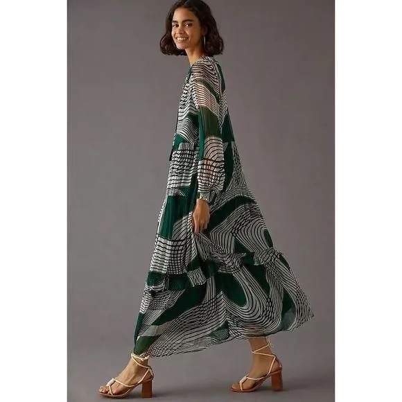 Anthropologie The Marais Printed Chiffon Maxi Dress Size - Picture 1 of 4